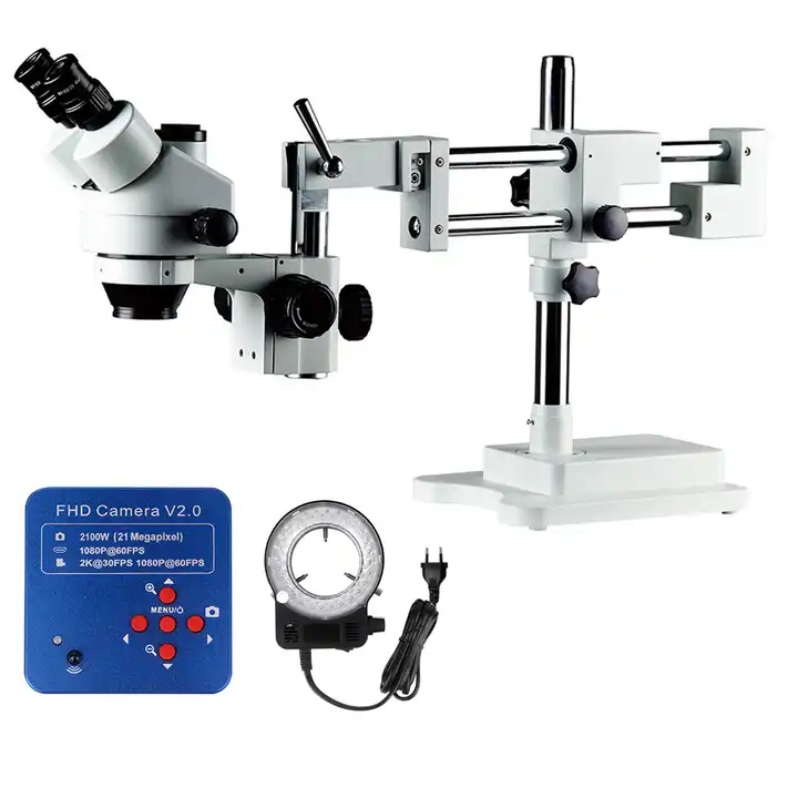 Trinocular Stereo Microscope 7X-45X - Microscopio Estéreo con Zoom 7X-45X, Espejo